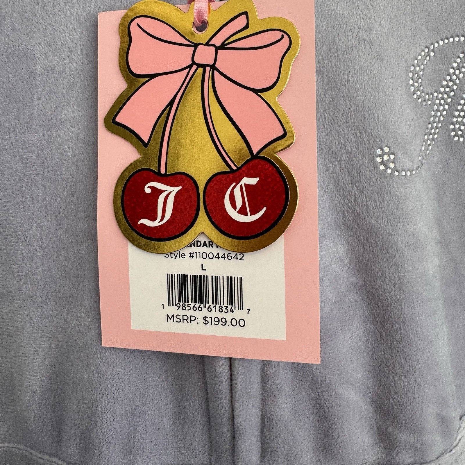 NWT Juicy Couture Velour Tracksuit Set Lavender Haze L Y2K OG Bling Rhinestone