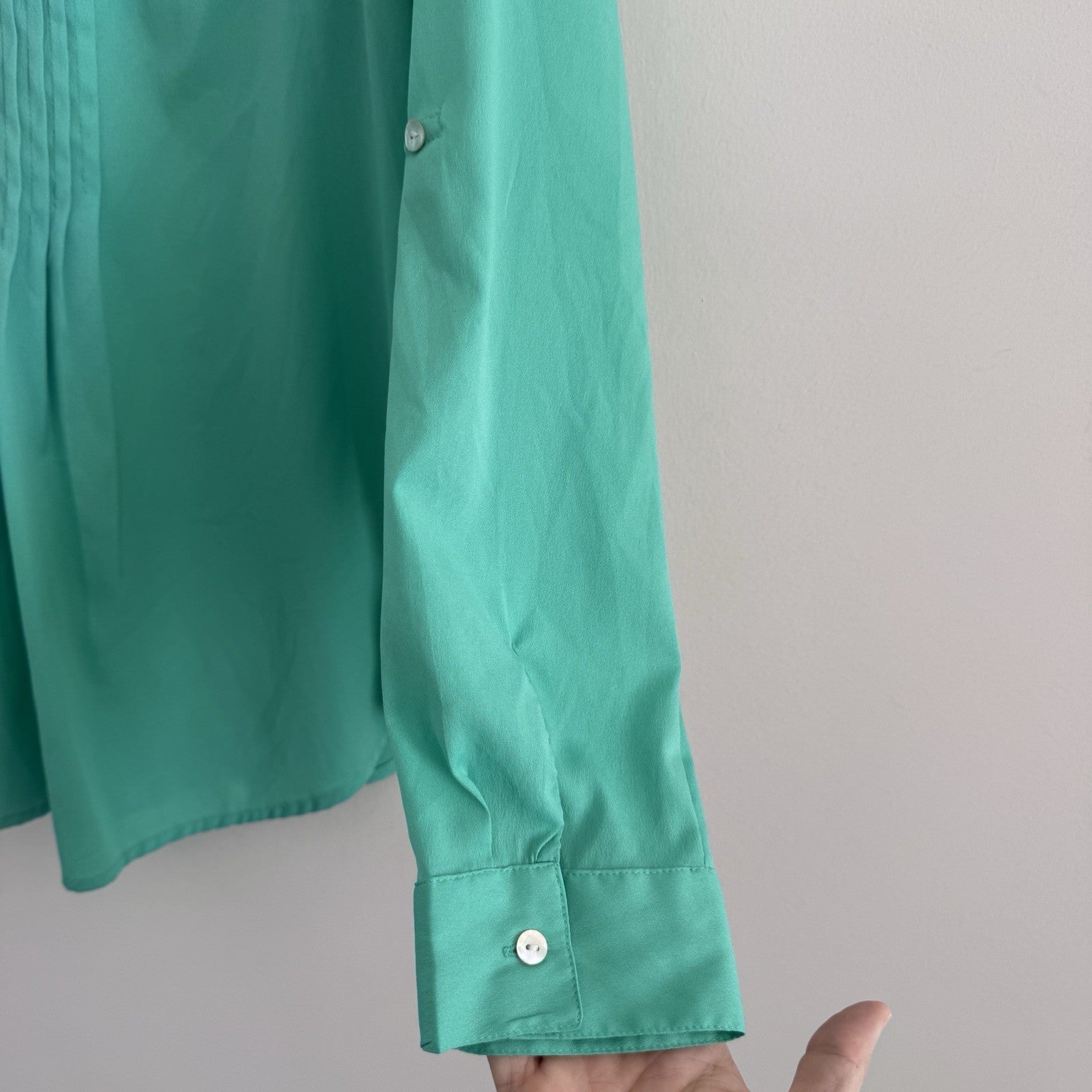 Motherhood Maternity Teal V Neck Blouse S Long Sleeve Button Front