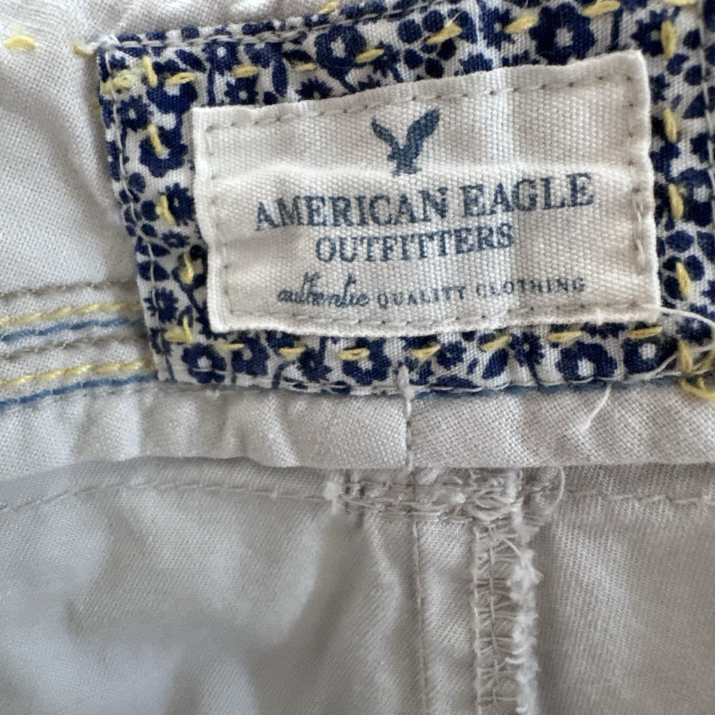 American Eagle Womens 12 Capri Pants Beige Khaki Stretch Cropped Casual Y2K