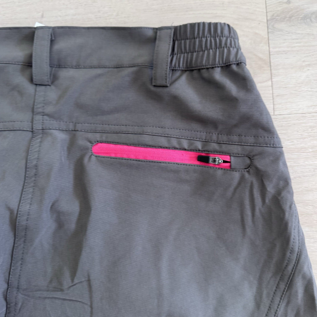 Priessei Gray Athletic Shorts M Pink Zip Pockets Lined Activewear NWT
