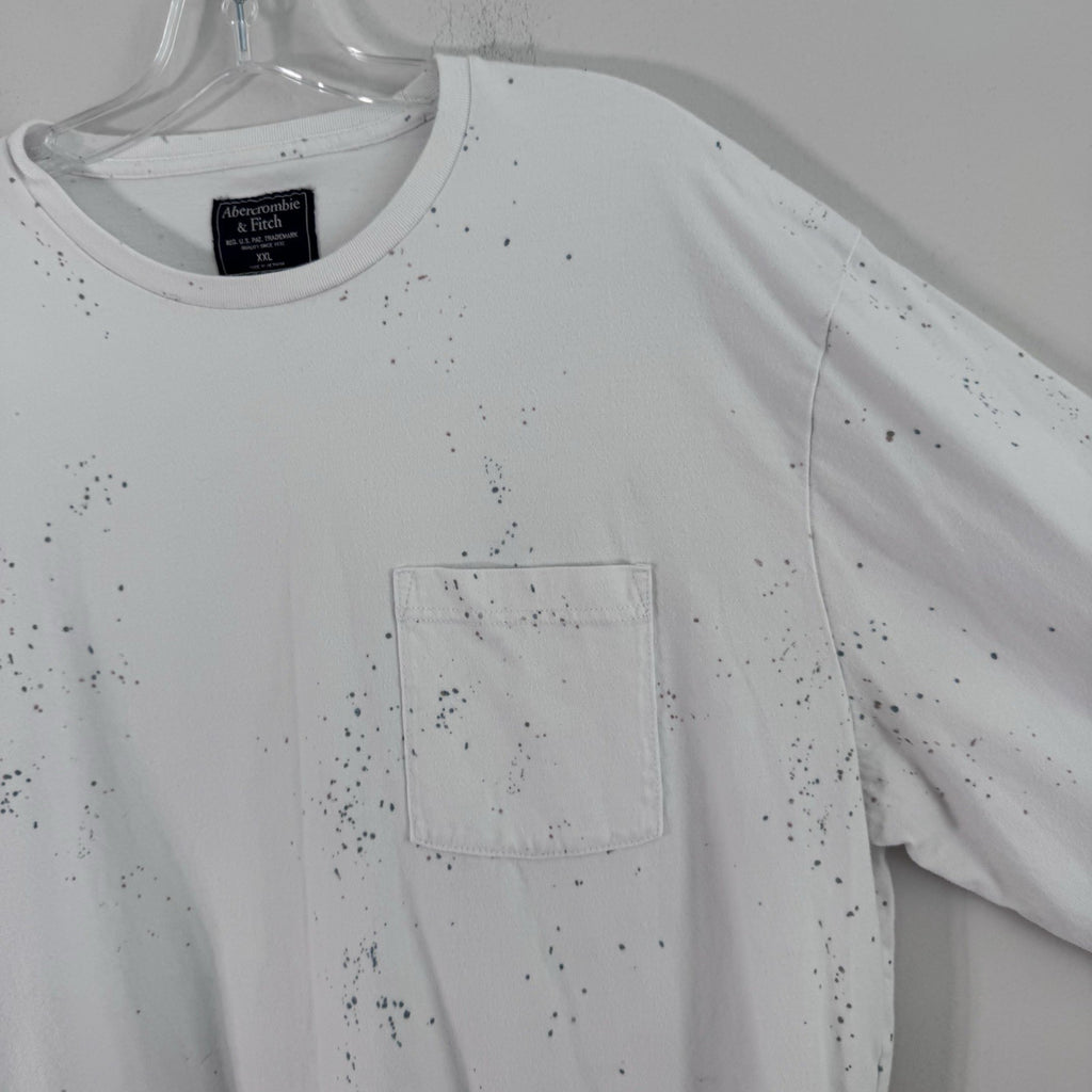 Abercrombie & Fitch Men’s XXL White Paint Splatter Pocket Long Sleeve Shirt