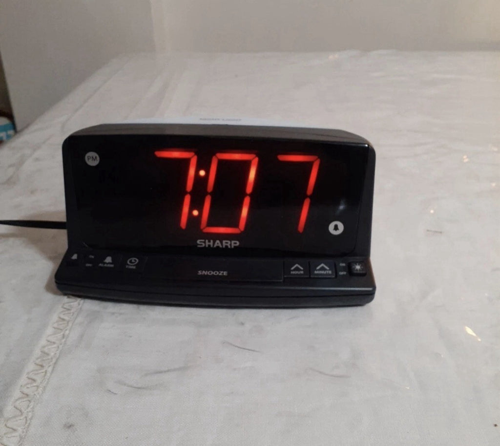 Sharp SPC1225 Night Light Alarm Clock w/ Jumbo Red LED Display - Cleaned, Tested