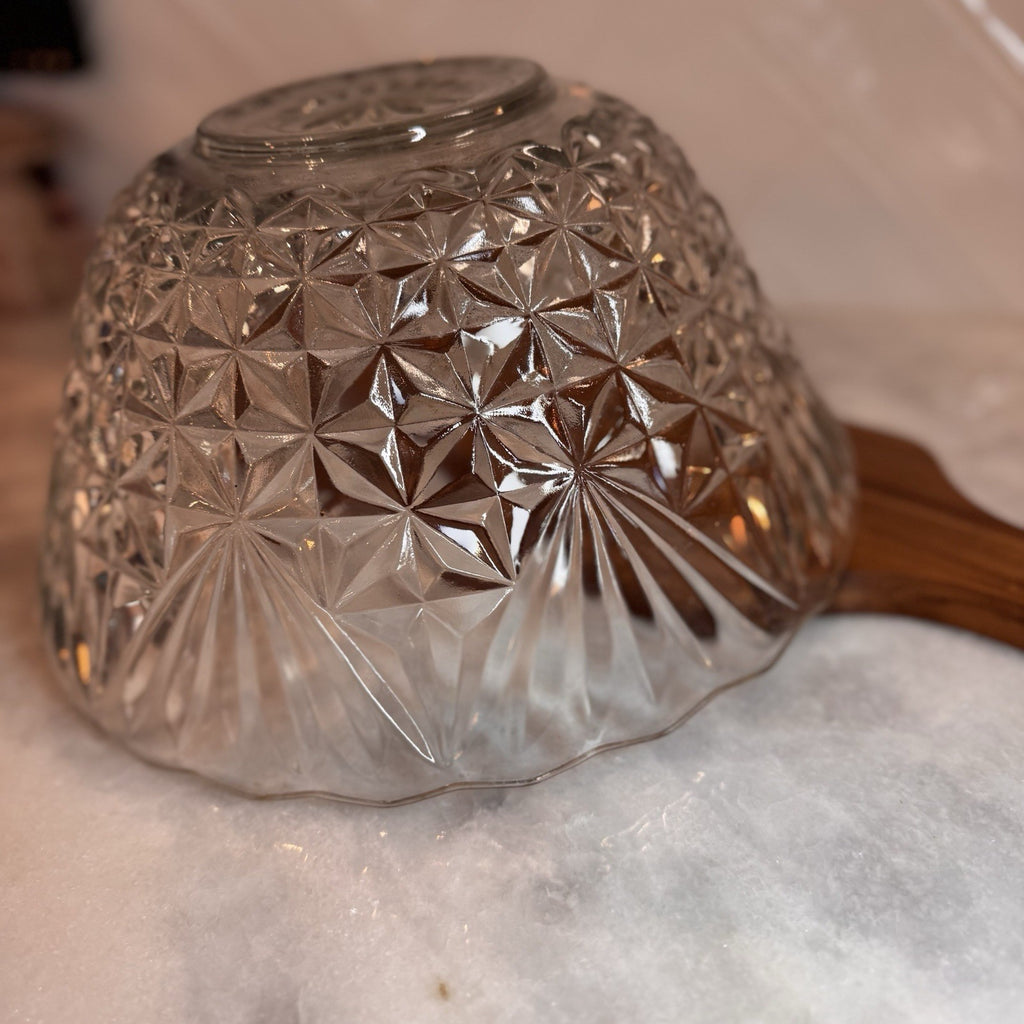 Vintage Cut Glass Bowl Starburst Pattern Clear Serving Dish Anchor Hocking