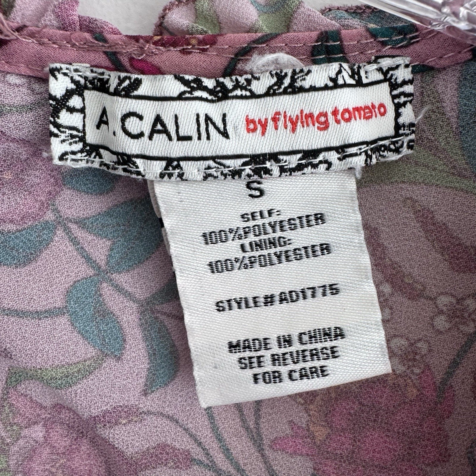 A Calin Flying Tomato Dress Womens Small Pink Floral Ruffle Boho Long Sleeve
