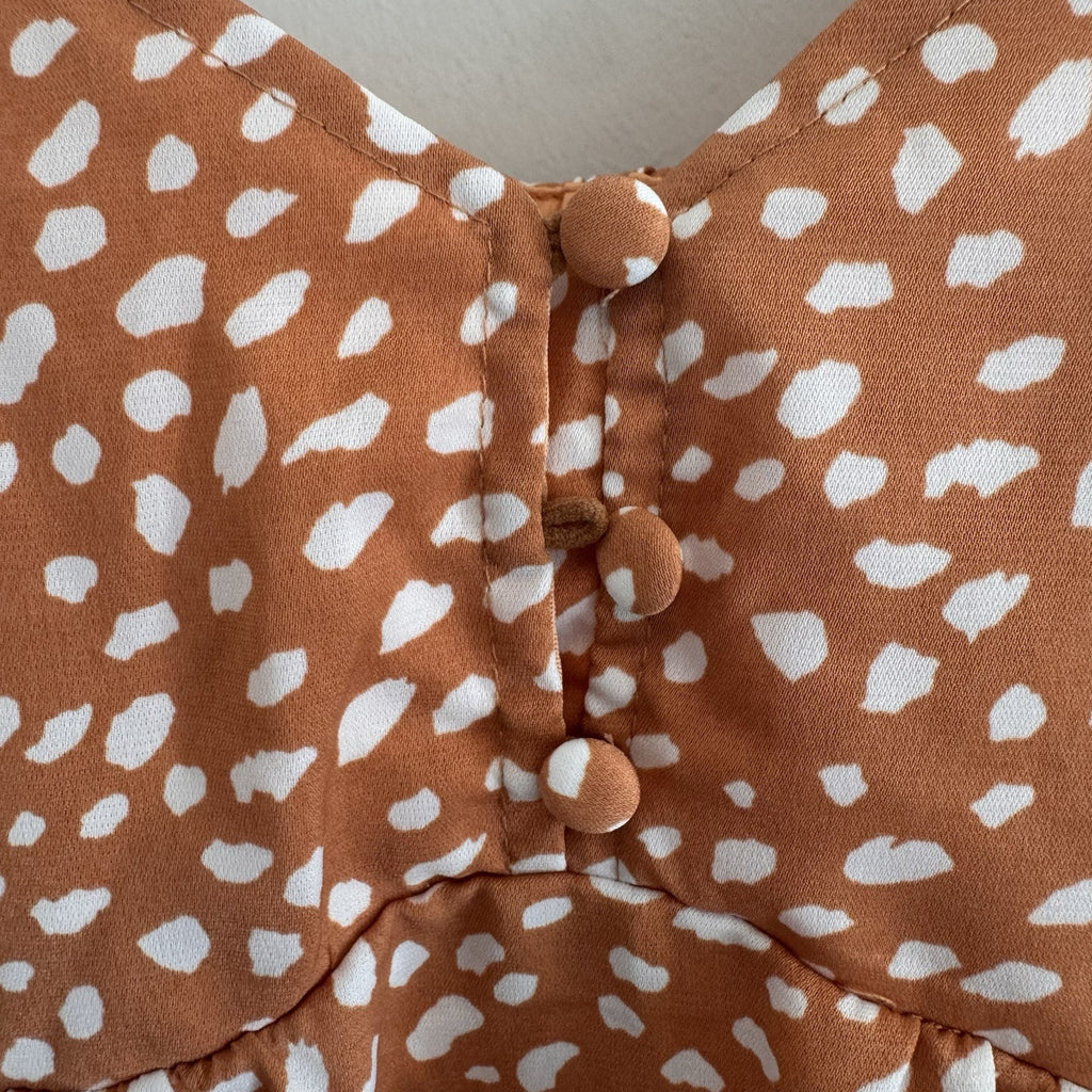 Pink Lily Boutique Babydoll Mini Dress M Orange Dalmatian Tiered NWOT