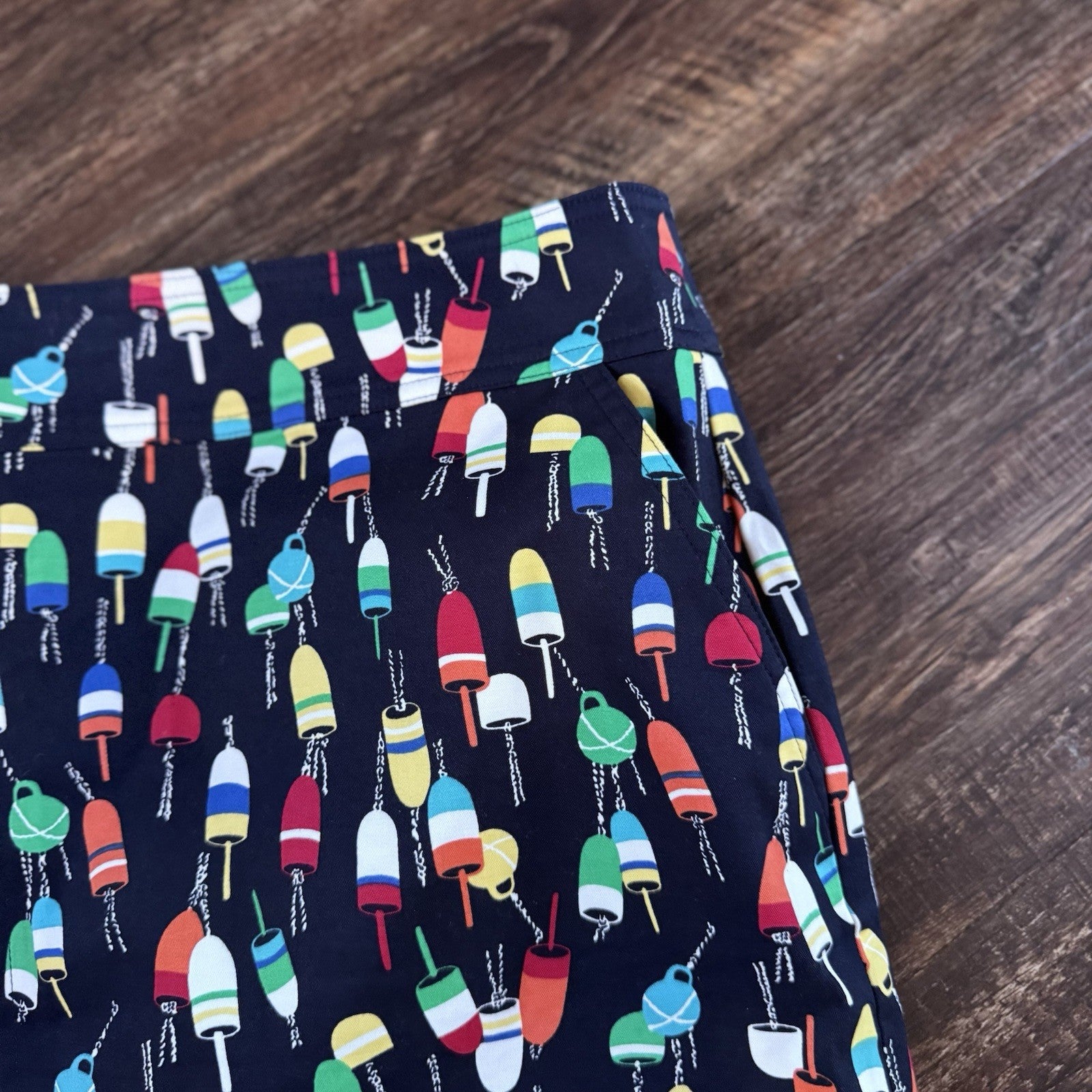 Talbots Petites Buoy Print Skirt Size 16P Nautical Coastal Cotton Blend