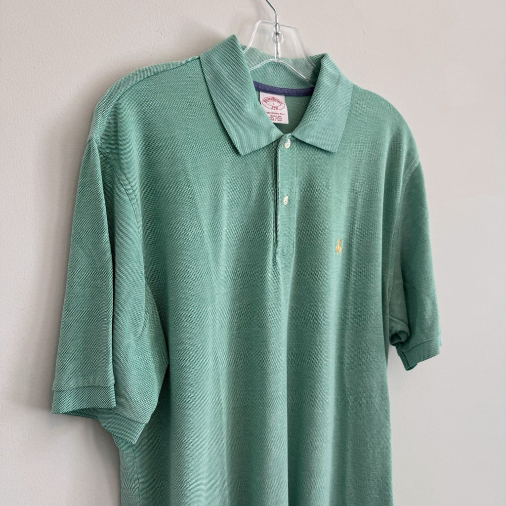 Brooks Brothers 346 Performance Polo Shirt Mens Large Green Pique Original Fit