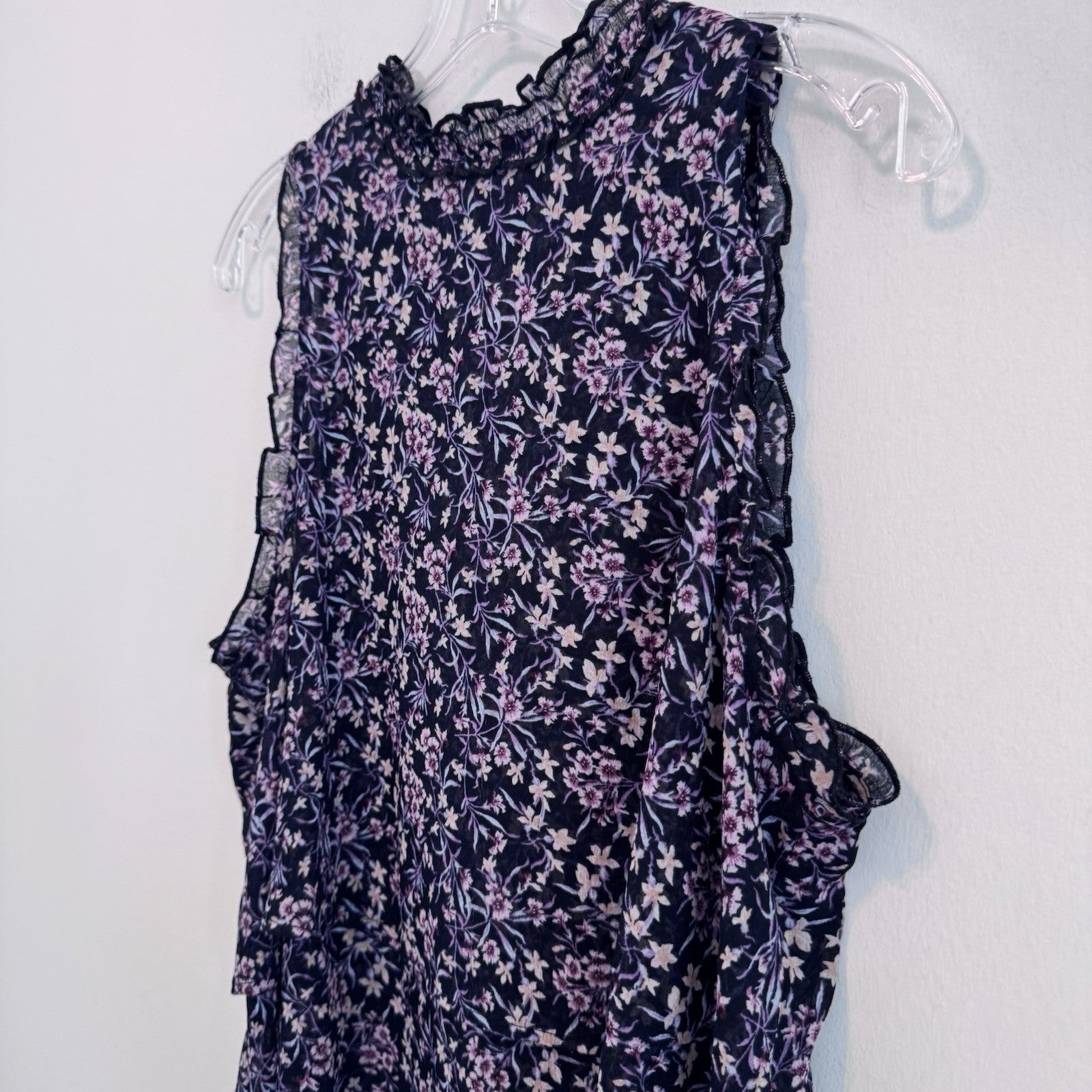 AE American Eagle Floral Ruffle Sleeveless Blouse Top Women XL Boho