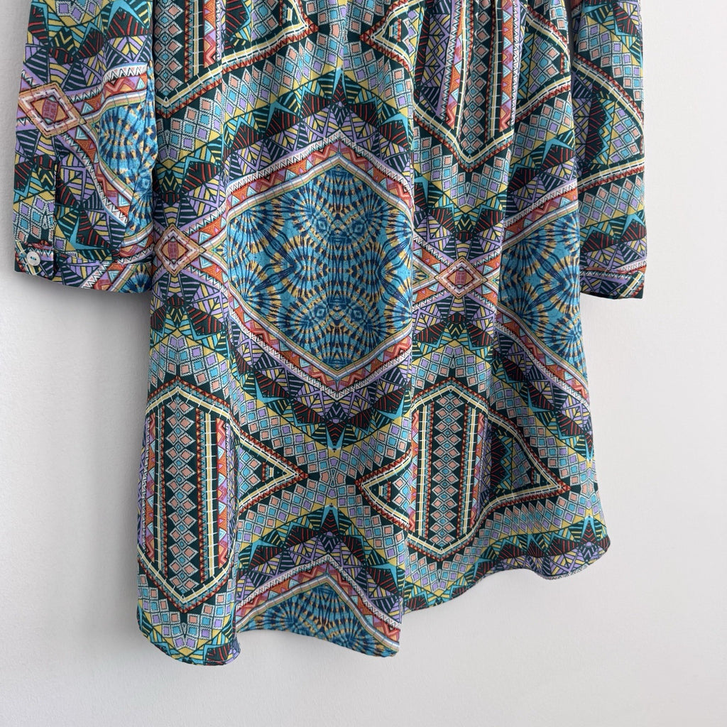 Romeo & Juliet Couture Boho Geometric Shirt Dress Size M