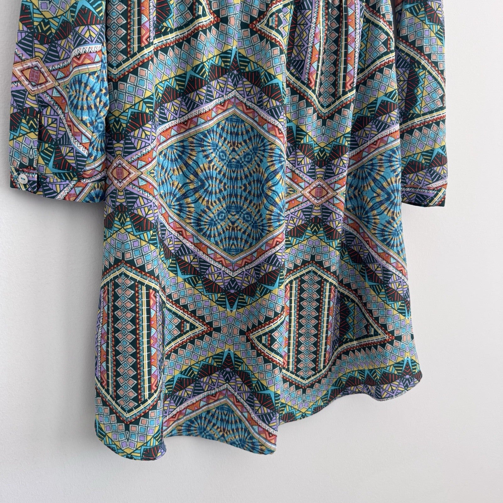 Romeo & Juliet Couture Boho Geometric Shirt Dress Size M