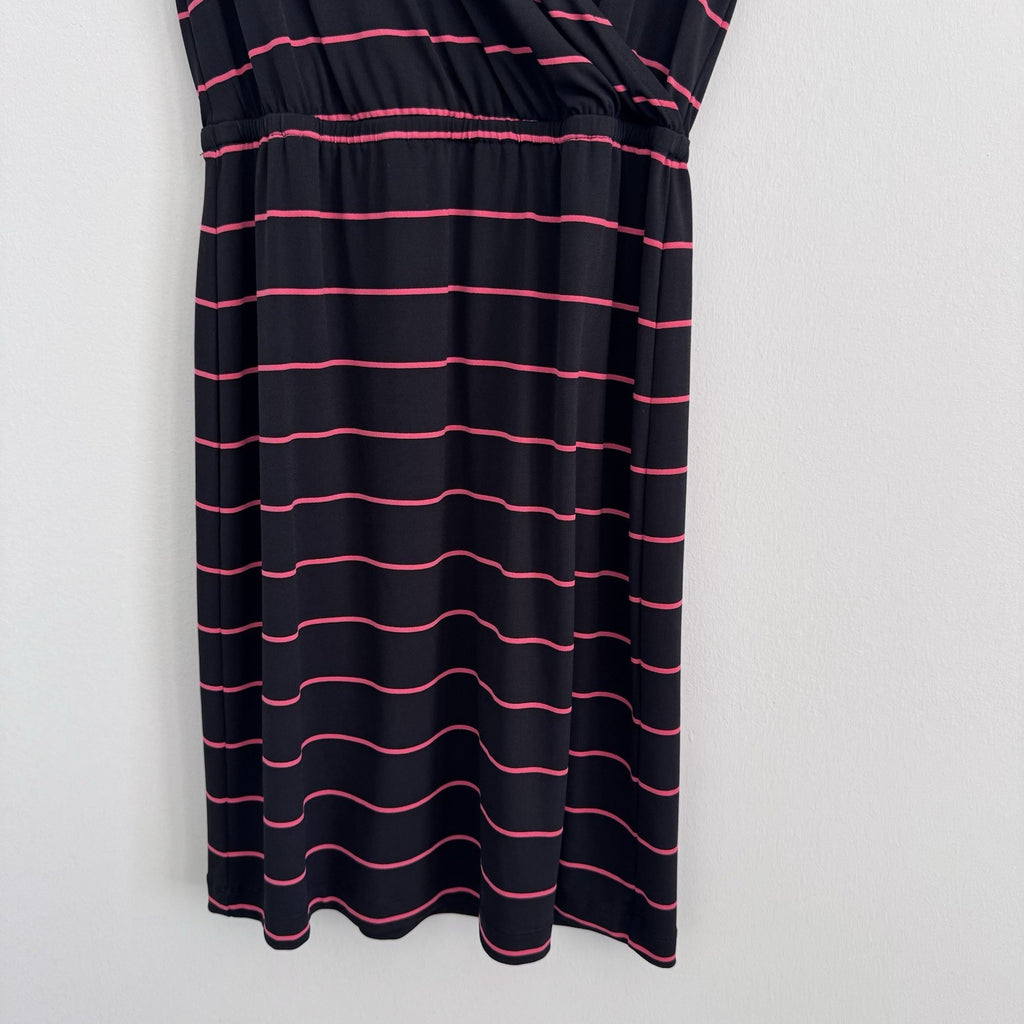 Women’s Banana Republic Petite Black Pink Stripe Wrap Dress PS