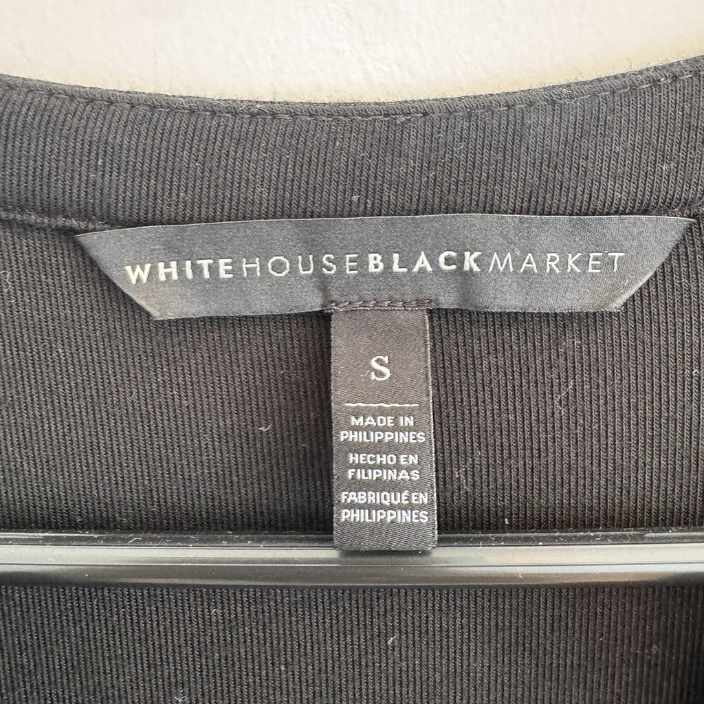 White House Black Market Black Lace Up Shift Dress Small S Matte Jersey