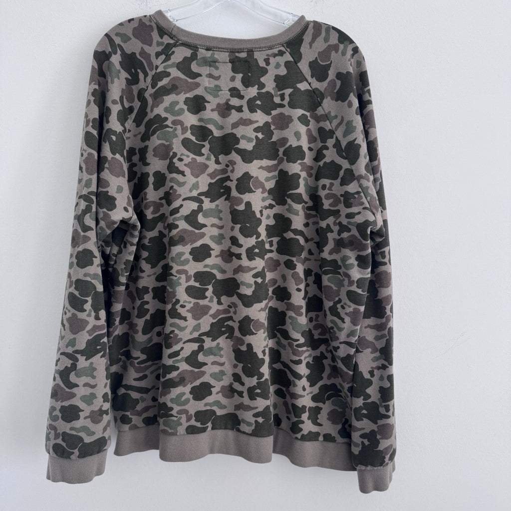 American Eagle Camo Sweatshirt XL Side Zip Crewneck Pullover Y2K Rare