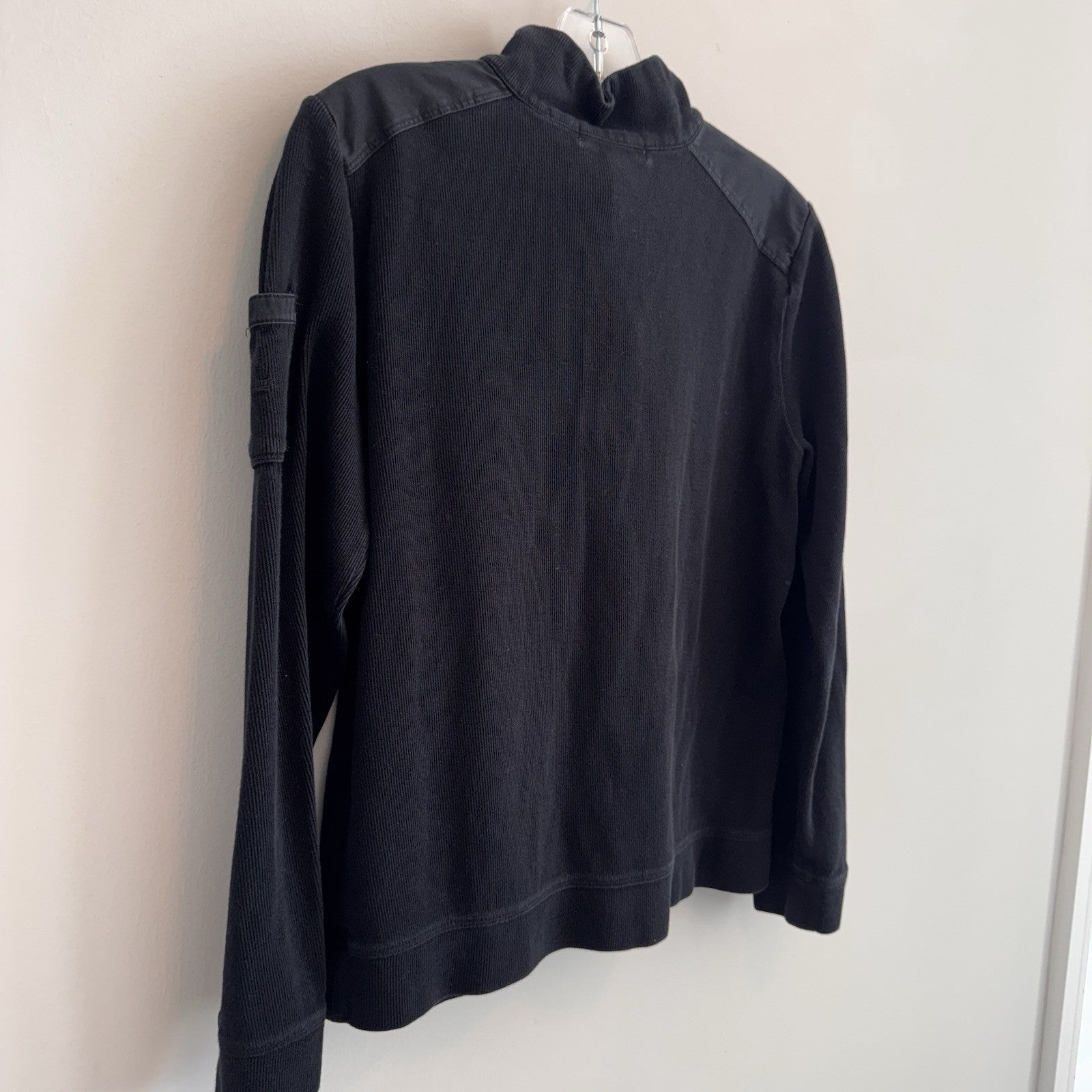 Lauren Ralph Lauren Ribbed Henley Sweater L Black RLL Logo Snap Top  Women’s 