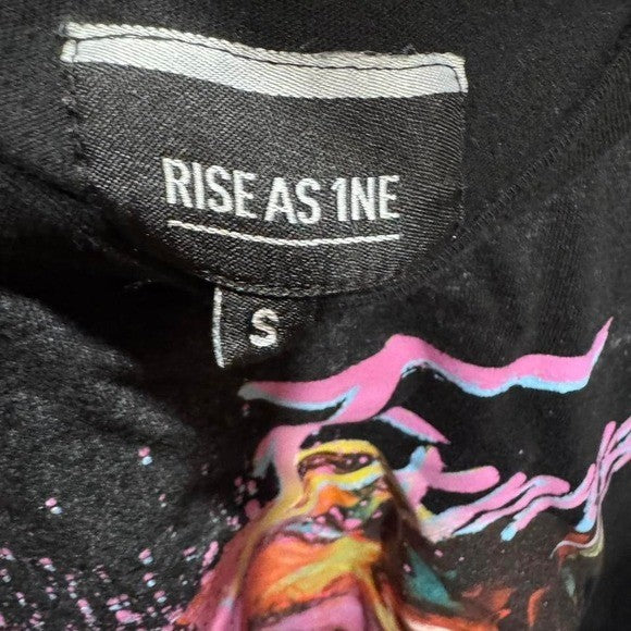 Rise as 1ne Men's Nelson Mandela T Shirt Size SMALL Black with Splatter Design