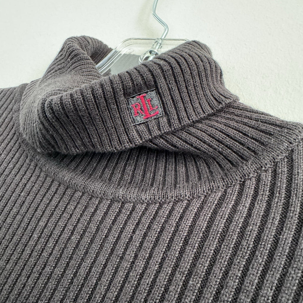 Lauren Ralph Lauren Pullover Turtleneck Cable Knit Sweater Women Sz PS Black