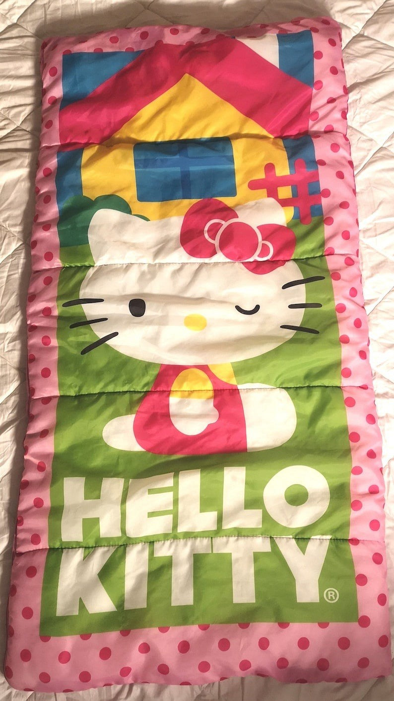 Hello Kitty Sleeping Bag Sanrio Retro 2013 Pink Sleepover Camping Bag- 56” x 28”