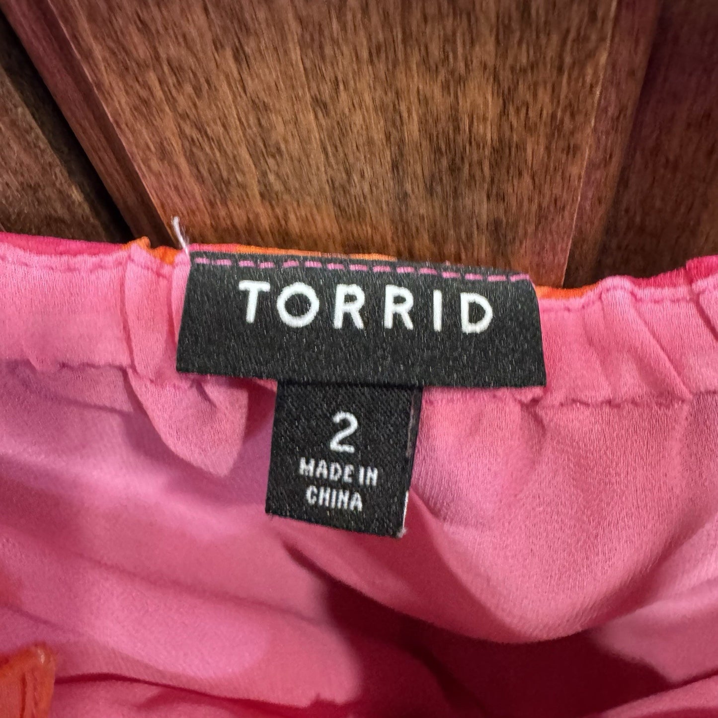 Torrid Pink & Orange Ruffle Tank Top | Size 2 | Drawstring Waist