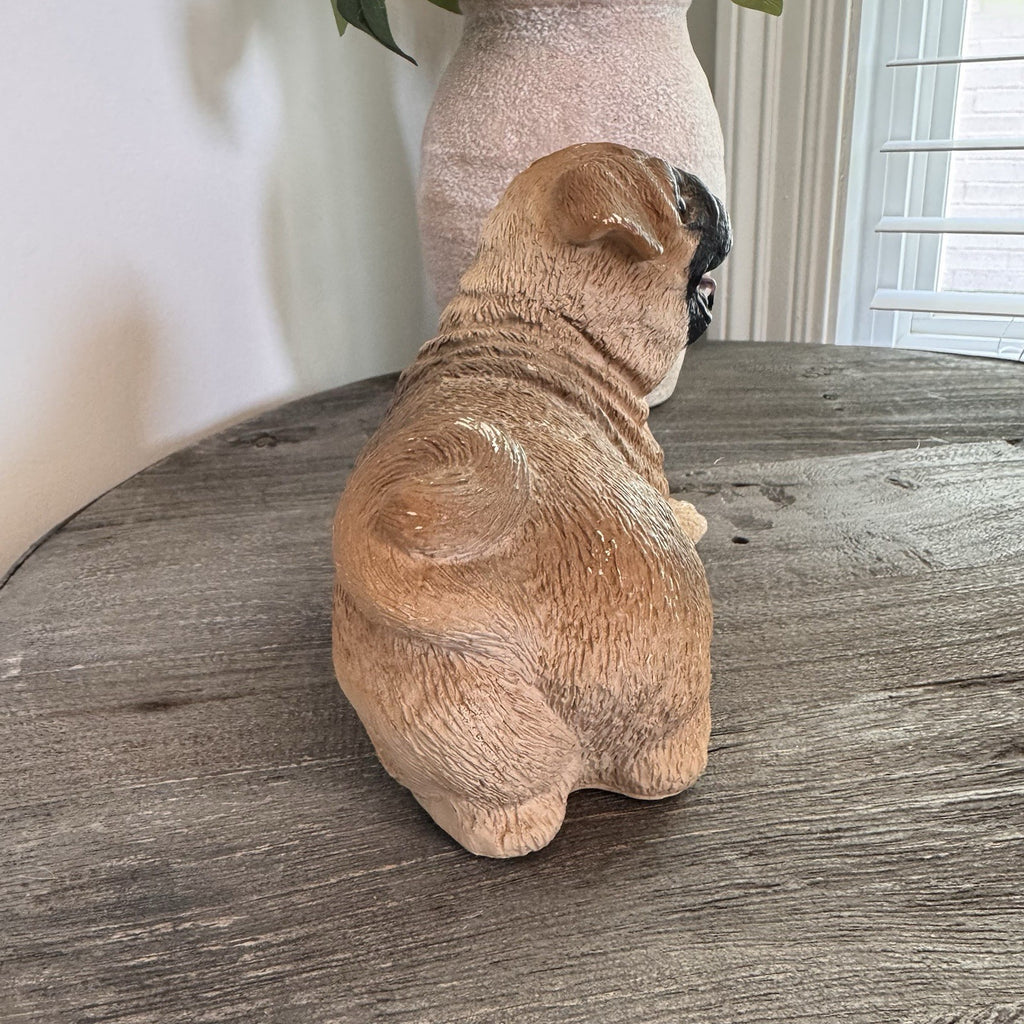 Vintage 1997 Home Interiors & Gifts Pug Dog Figurine Statue Made in USA 8"