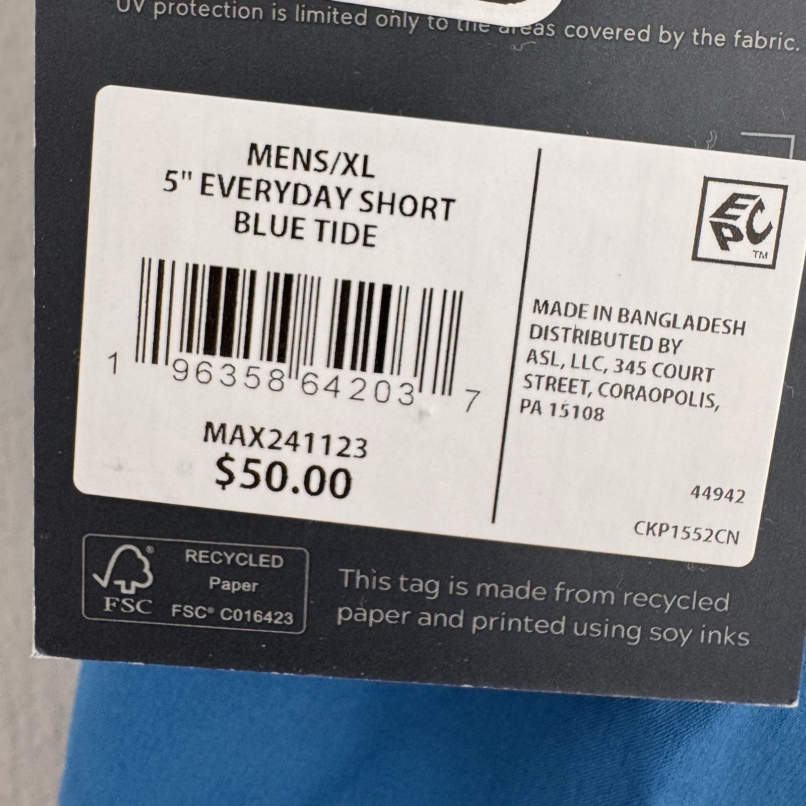 VRST Men's XL 5" Everyday Short Blue Tide NWT Relaxed Fit Athletic Training Gym