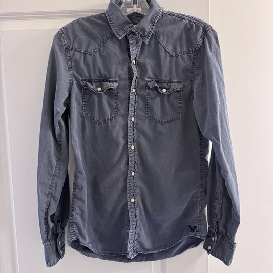 American Eagle Western Shirt XS Blue Snap Button Long Sleeve No. 77