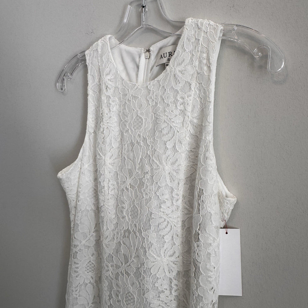 NWT Aura Red Dress Boutique White Lace Maxi Dress Sleeveless Women’s Small