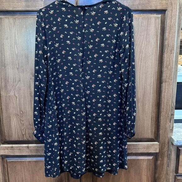 ASOS Size 6 Daisy Street shirred mini smock dress in navy ditsy floral