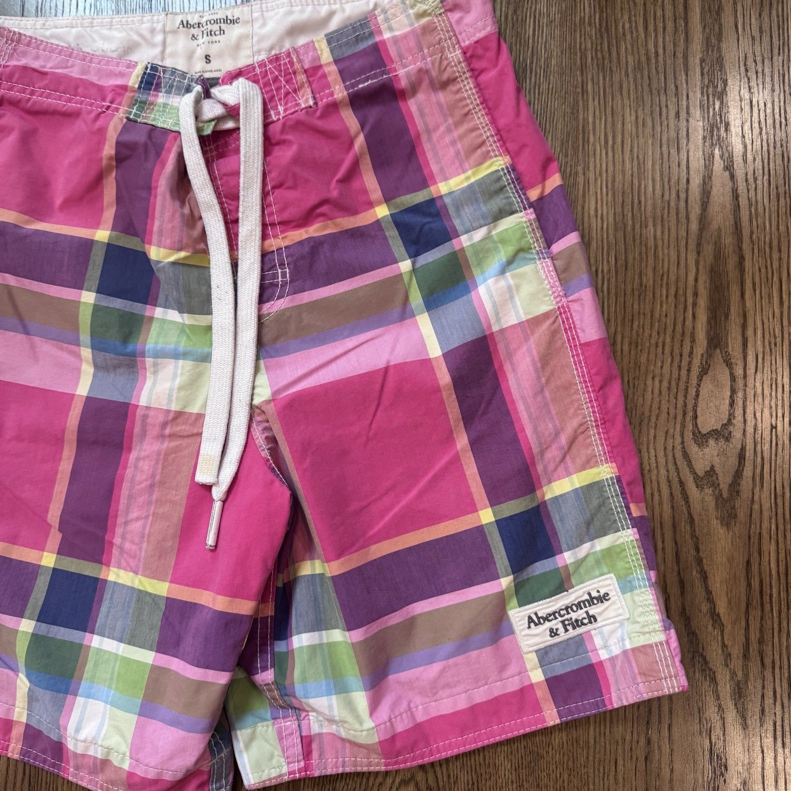 Abercrombie & Fitch Men’s Plaid Swim Trunks Size Small Board Shorts Y2K 2000 VTG