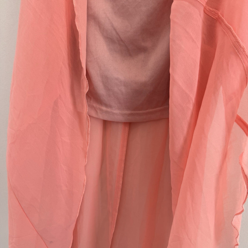 Body Central Y2K Strapless Dress Pink Black Hi-Low Chiffon S NWT