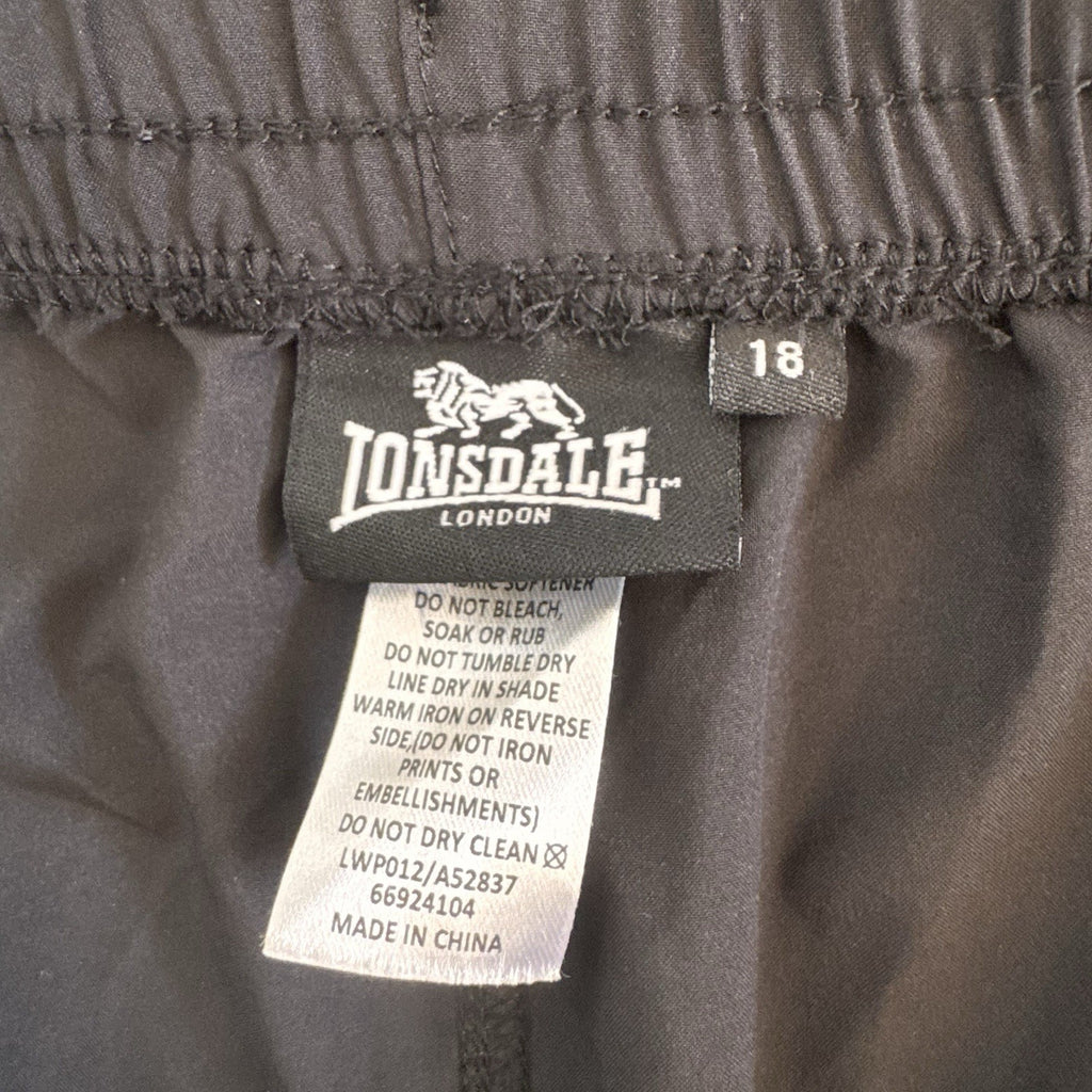 Lonsdale London Women’s Black Athletic Shorts Size 18 Logo Drawstring