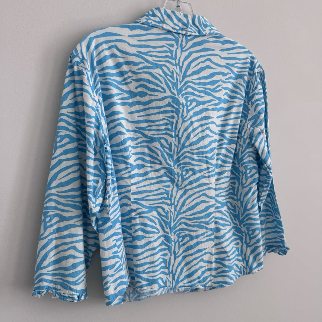 Pine Cone Hill Small Blue Zebra Print Cotton Blouse India