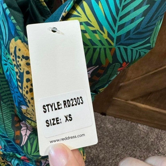 ISLAND OASIS GREEN MULTI PRINT ONE PIECE SWIMSUIT XS