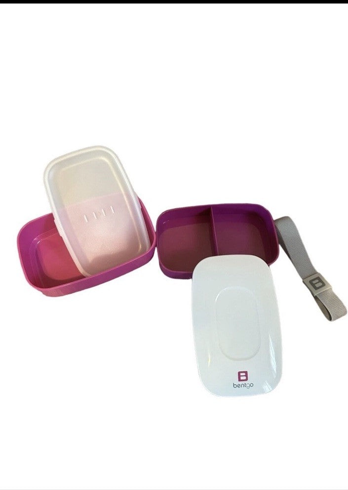 Purple Portable BentGo Box Double Lunch Box Food Storage Container Elastic Band