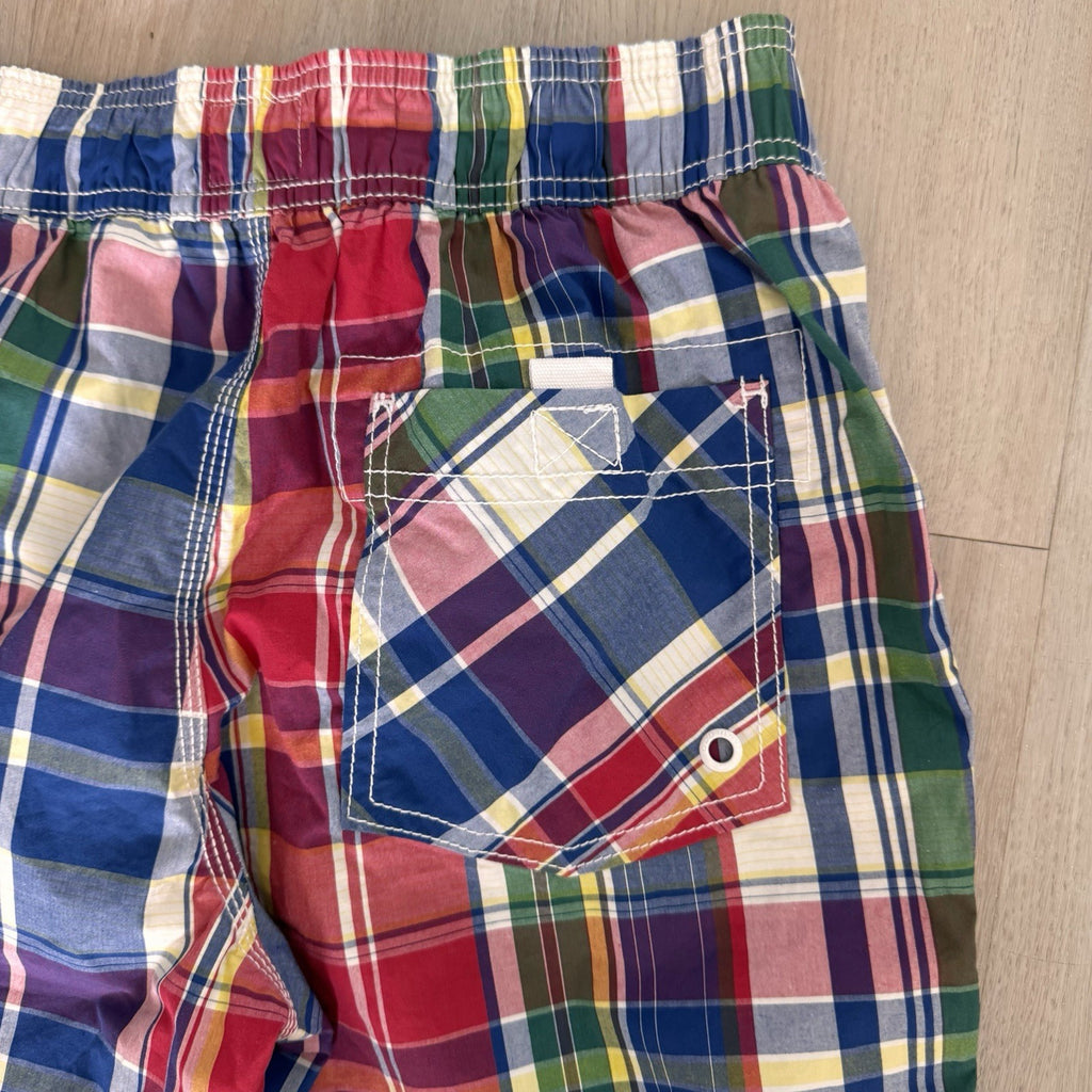 Old Navy Men’s Small Swim Trunks NWT Rainbow Plaid Madras Mesh Lined 2011