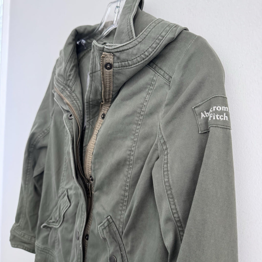 Abercrombie & Fitch Olive Utility Jacket M Hooded Y2K Military Women’s