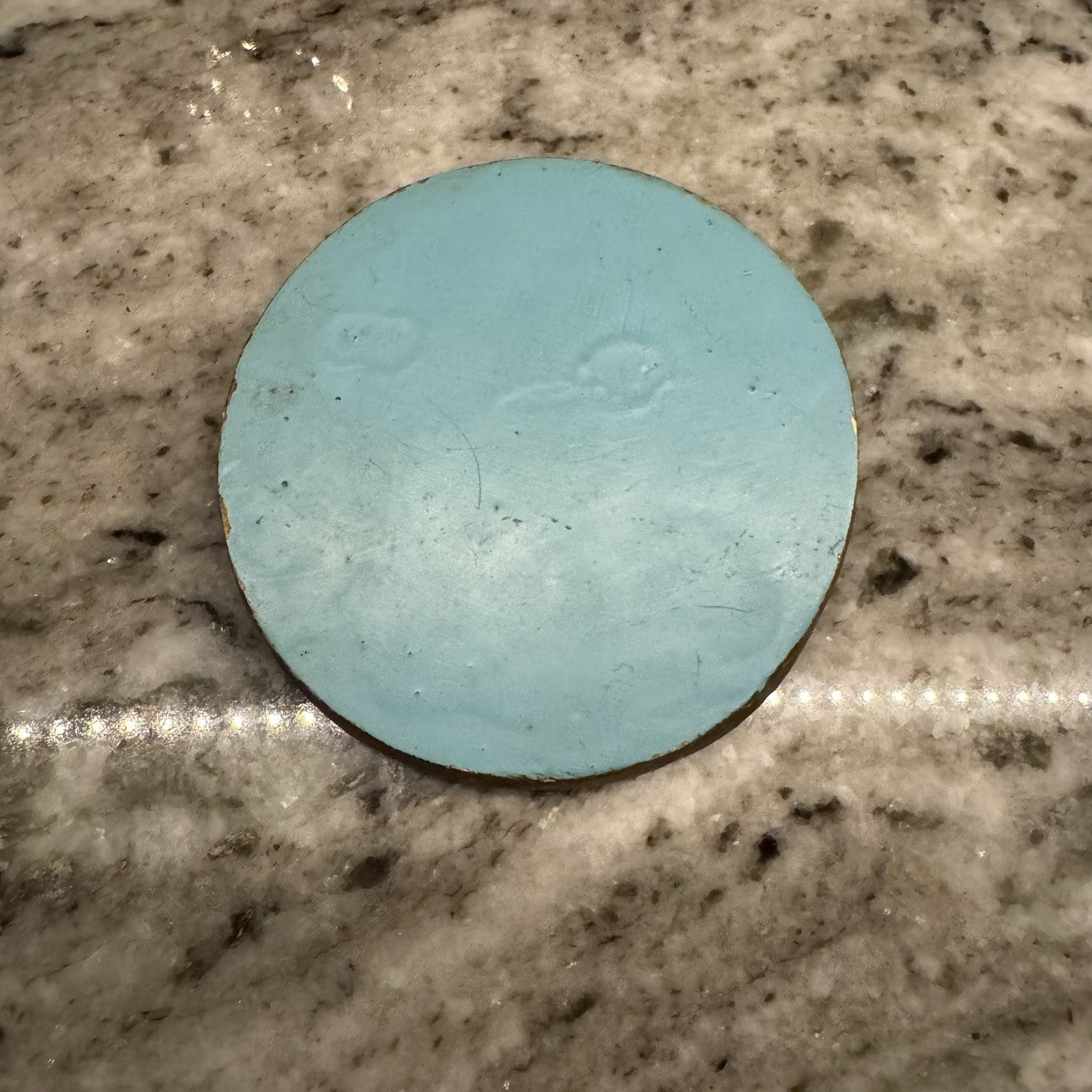 Vintage Hand-Painted Resin 3D Medallion, Mary Jesus Joseph Cross Scene Religious