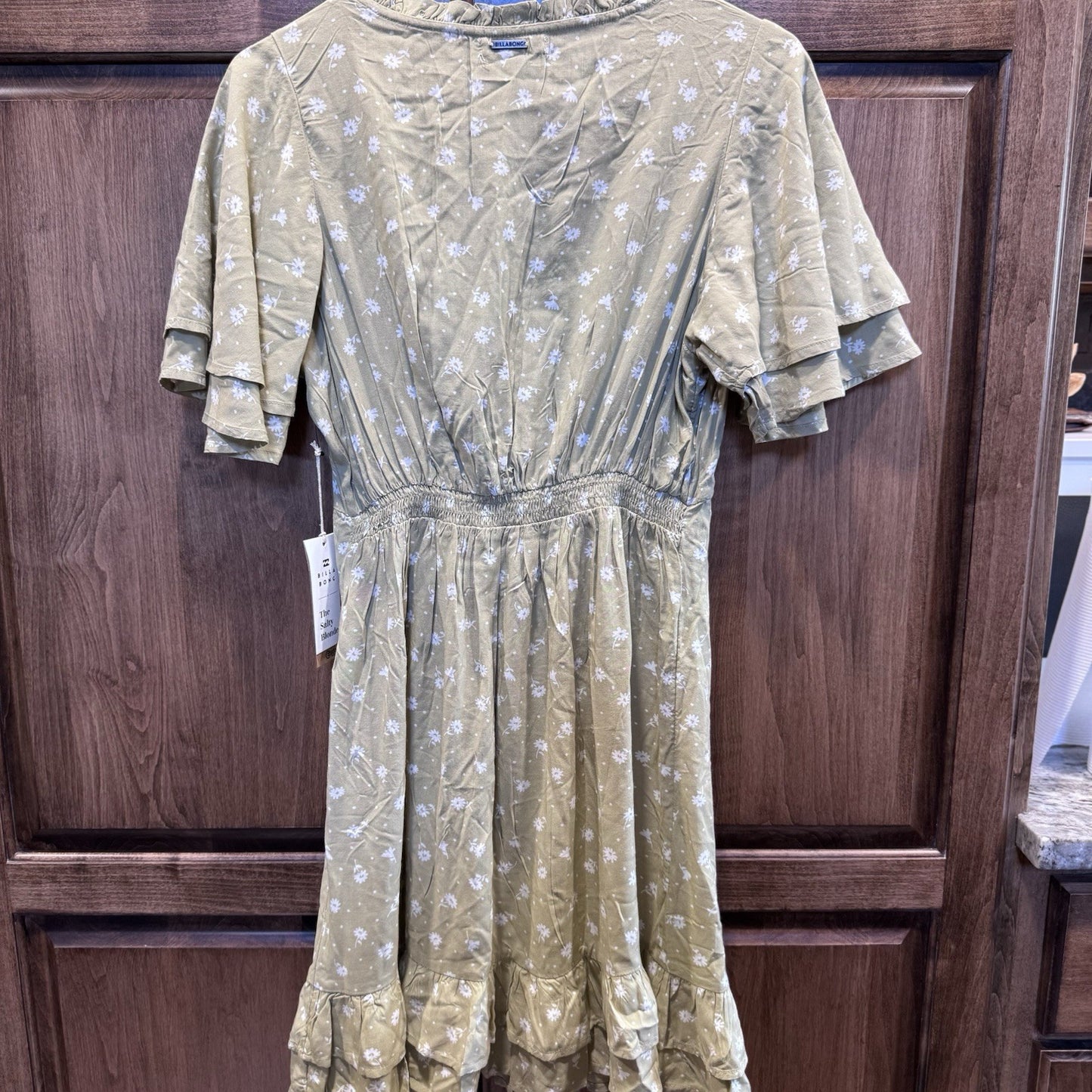 Billabong x The Salty Blonde Floral Wrap Mini Dress – Olive Green, Size M, Eco