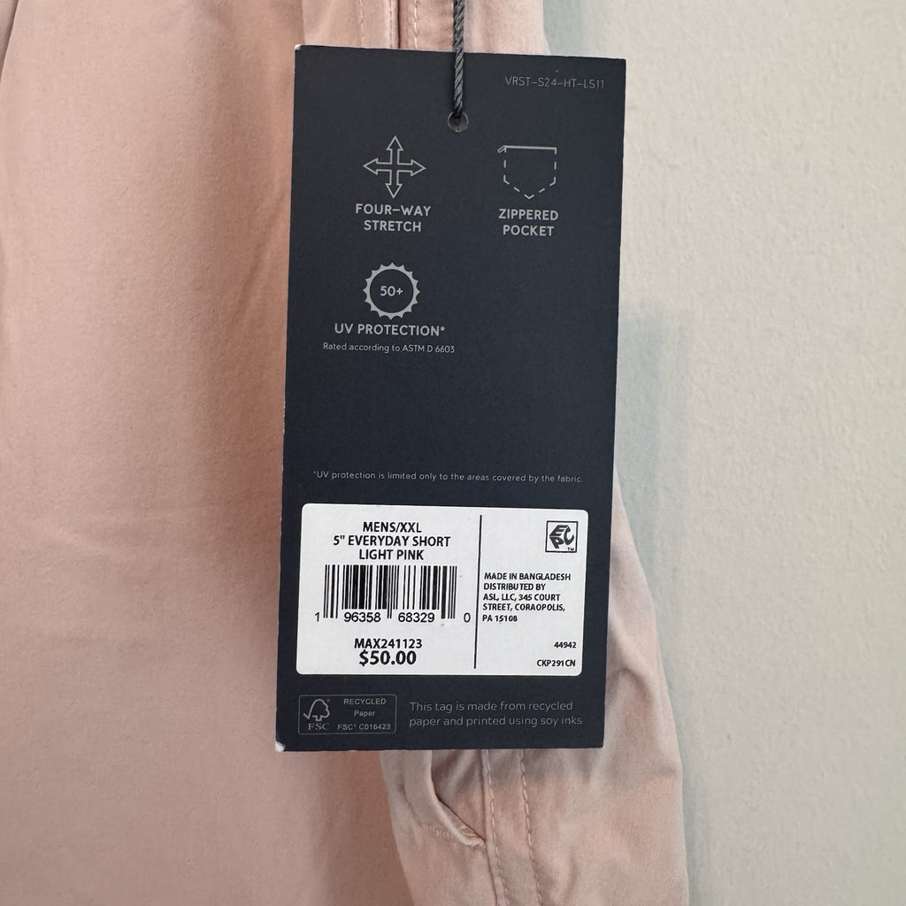 VRST Men's XXL 5" Everyday Short Light Pink NWT Athletic Gym Training 2XL 5in