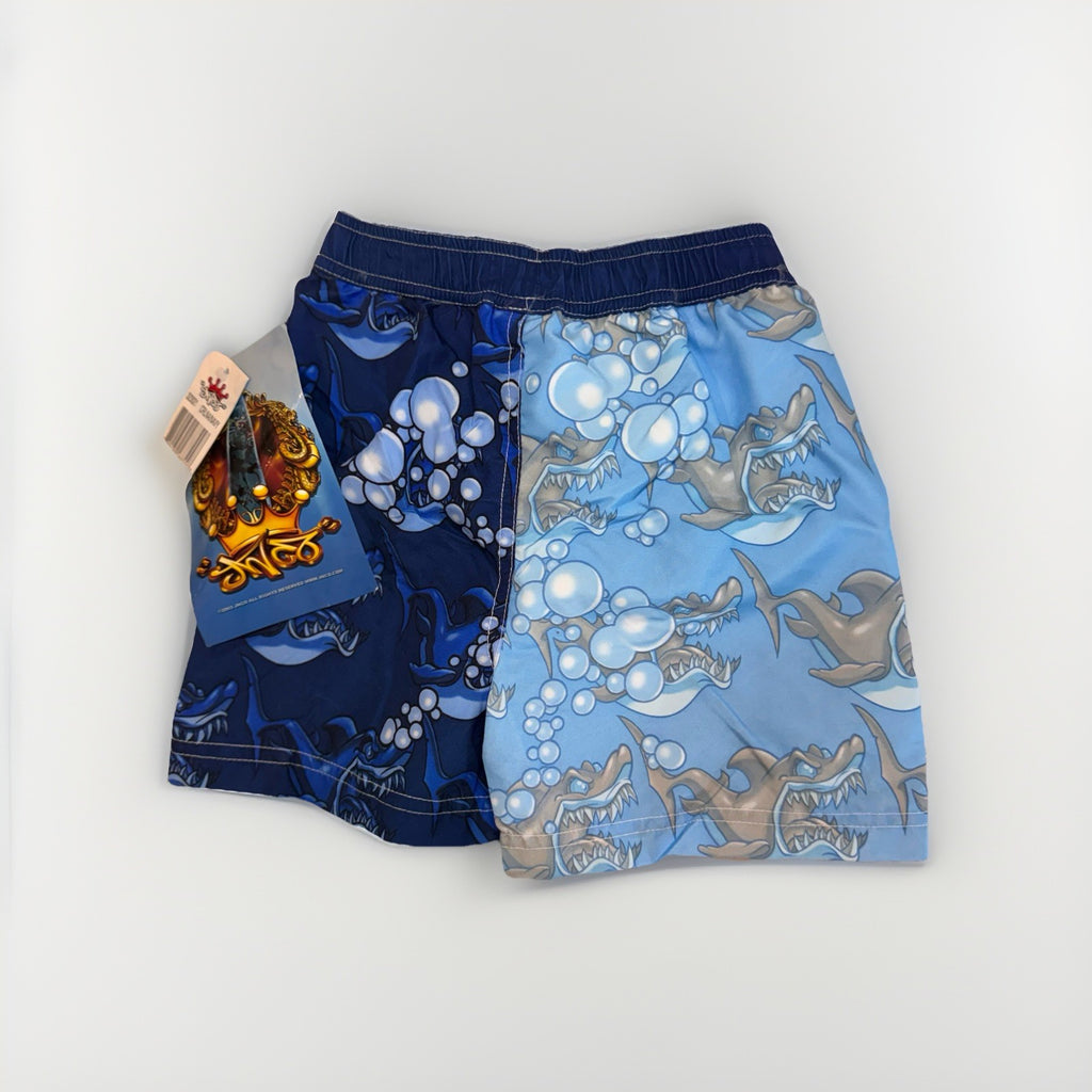 Vintage JNCO Jeans Toddler Boys 2T Swim Trunks Shark Print Blue NWT Deadstock
