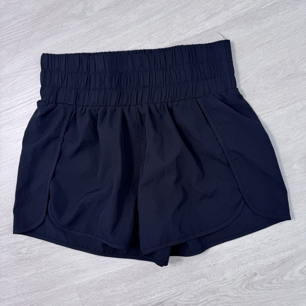 Pink Lily Wide Elastic Band Lined Lounge Athlete Shorts Black Size Large