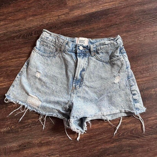 Urban Outfitters BDG Light wash distressed denim shorts size 28 #distresseddenim