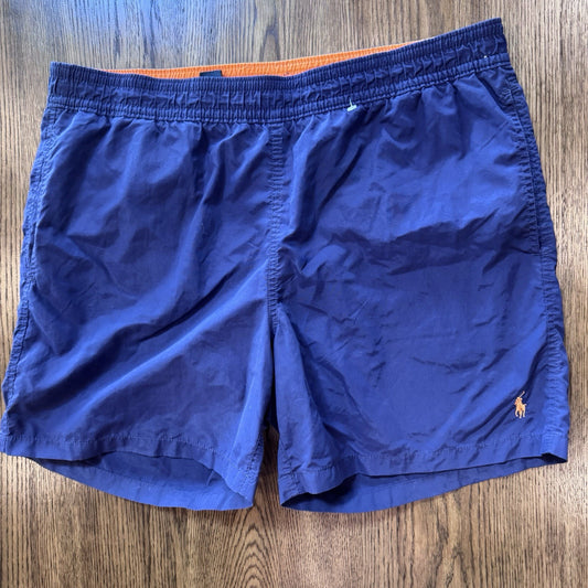 Polo Ralph Lauren Men’s Swim Trunks Size L Navy Blue Orange Mesh Lined