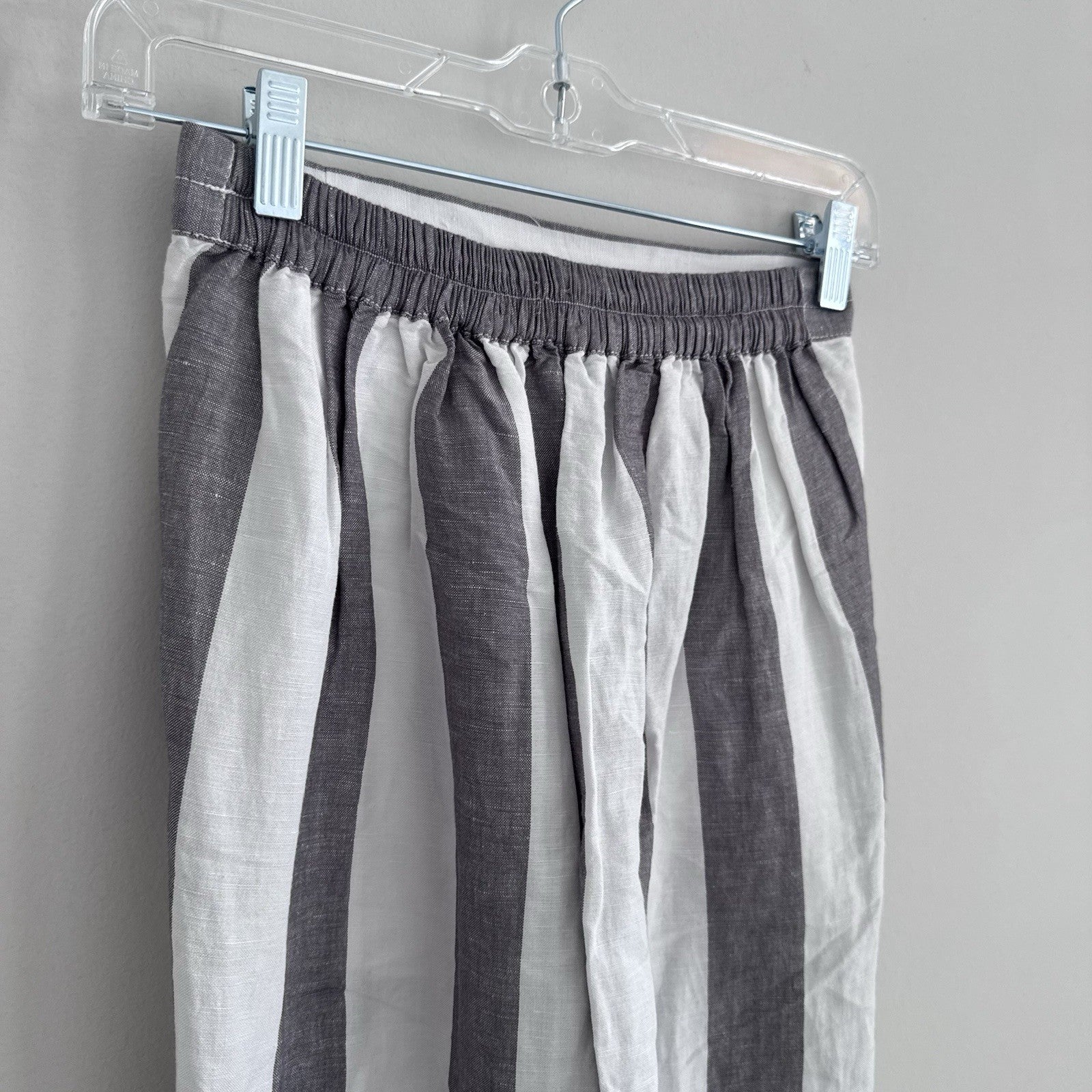 Madewell Linen Blend Wrap Wide Leg Pants XXS Gray Stripe NWT