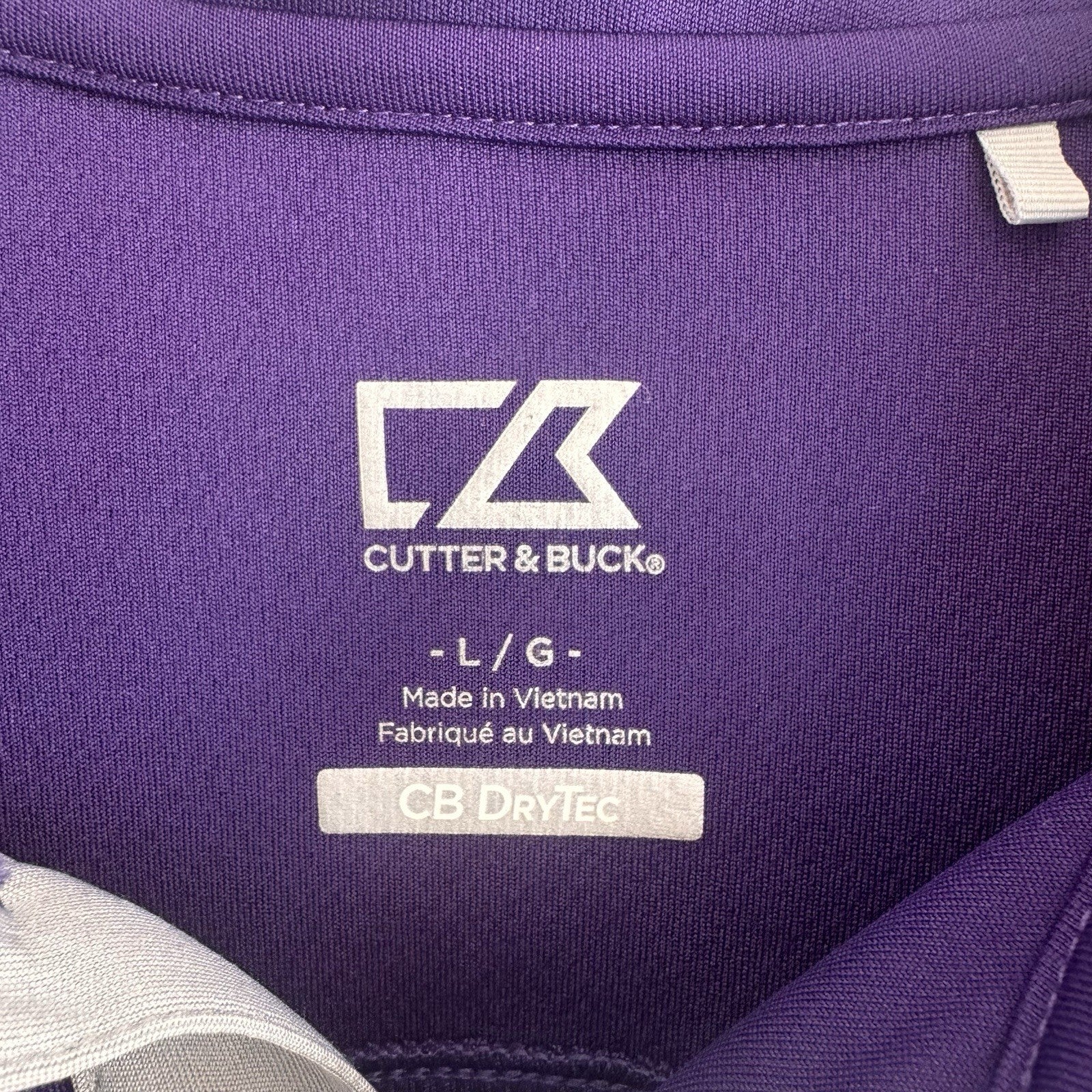LSU Tigers Polo Shirt Cutter & Buck CB DryTec Purple Golf Polo L 