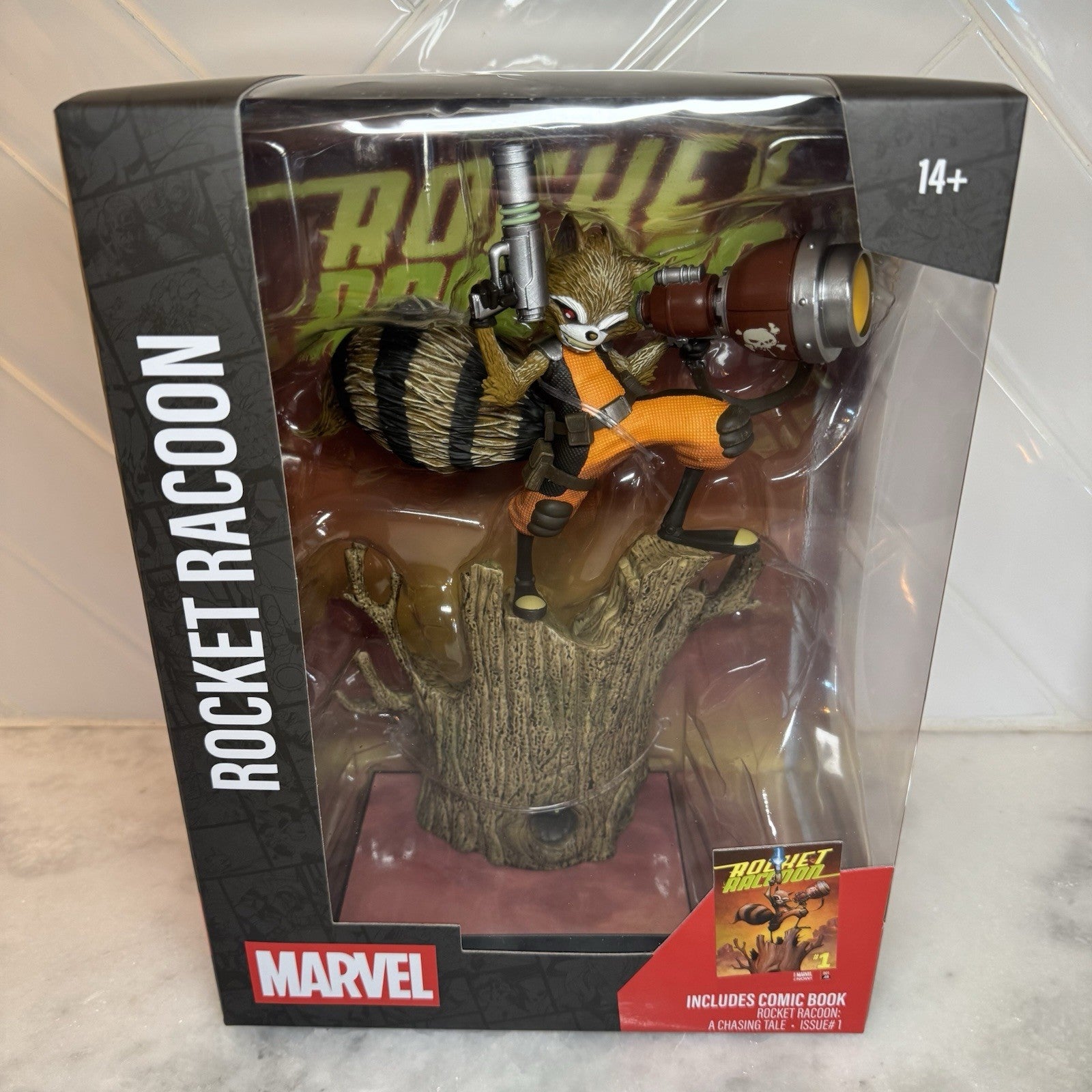 Marvel Rocket Raccoon Statue Figure McFarlane Toys Includes Comic Book NIB