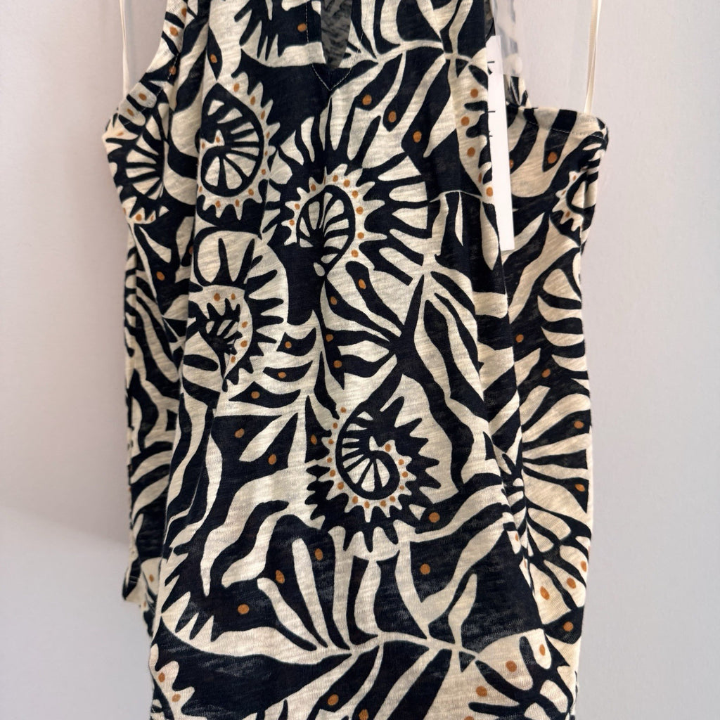 NWT Nicole Miller New York Small Linen Blend Boho Print Halter Tank Top Women’s