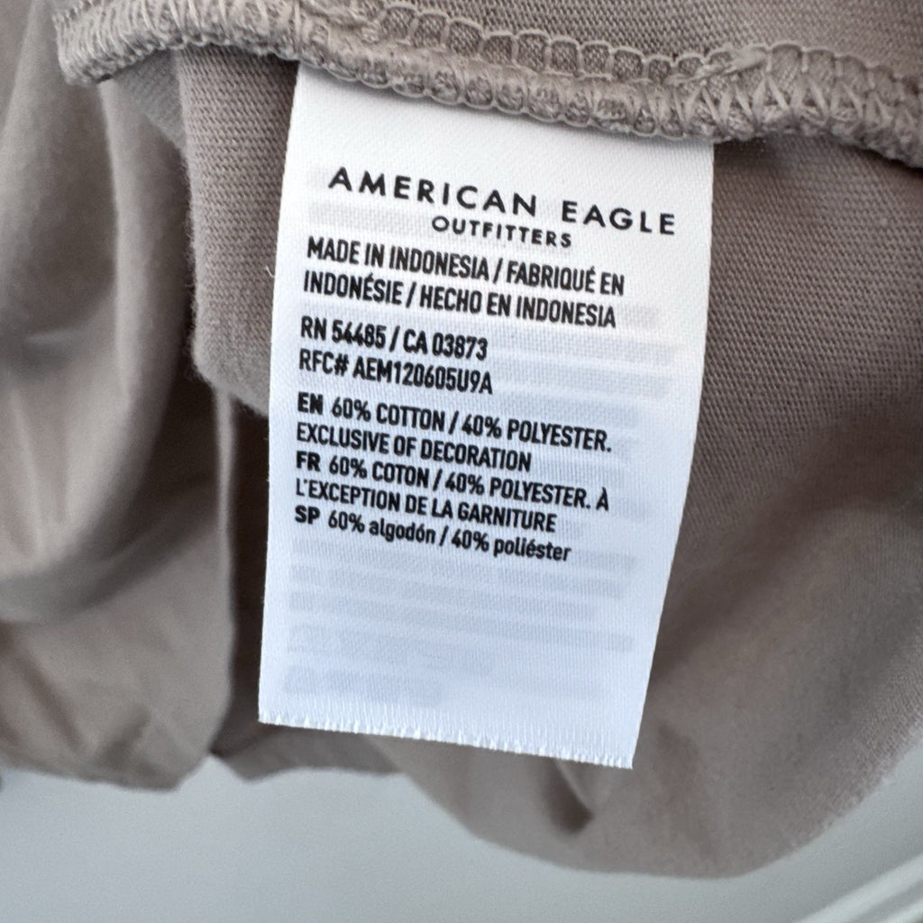 American Eagle Super Soft Long Sleeve T Shirt Taupe Beige XL Men’s Logo Tee