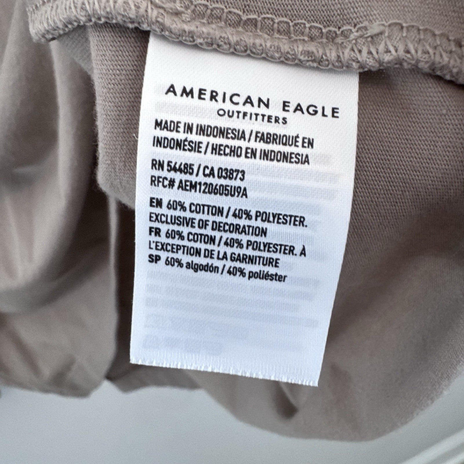 American Eagle Super Soft Long Sleeve T Shirt Taupe Beige XL Men’s Logo Tee