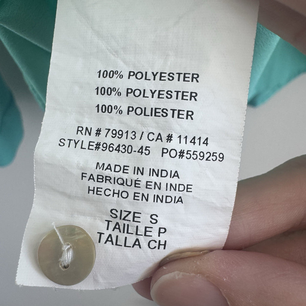 Motherhood Maternity Teal V Neck Blouse S Long Sleeve Button Front