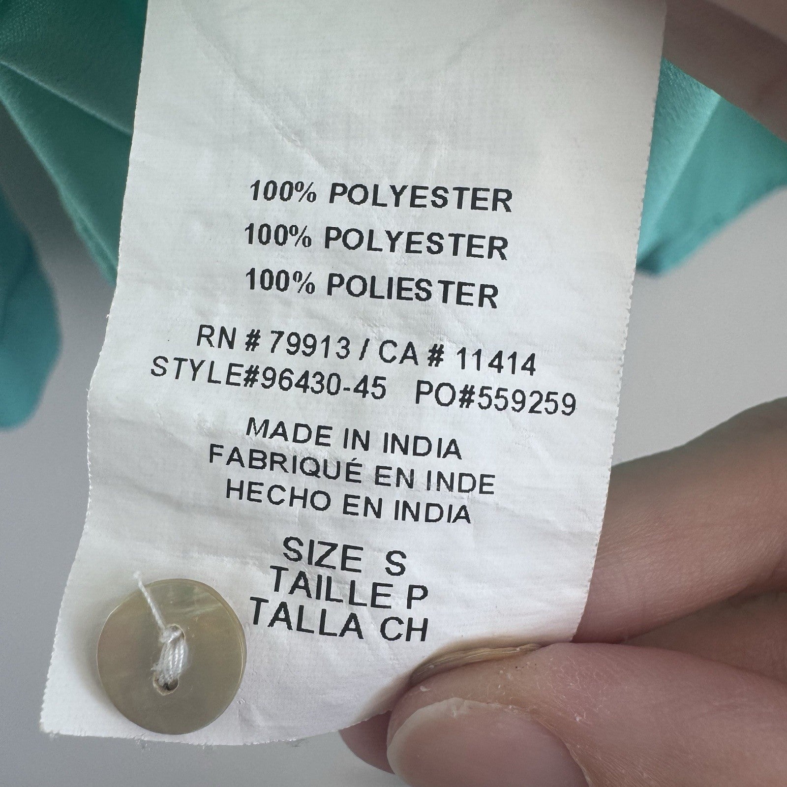 Motherhood Maternity Teal V Neck Blouse S Long Sleeve Button Front